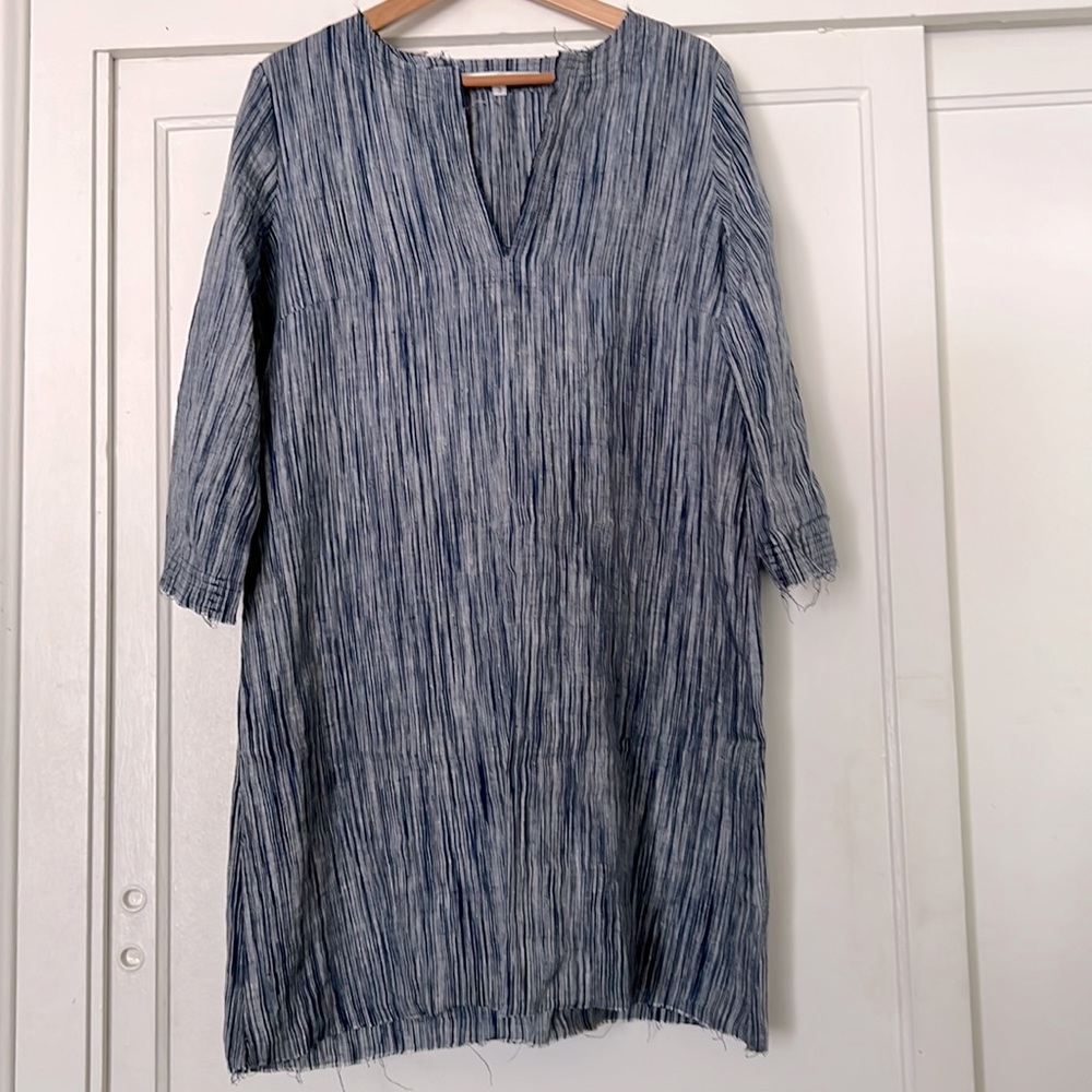 Erica Tanov split neck linen tunic L